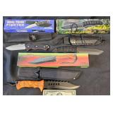 3 New Large Frost Tactical Knives w Sheaths