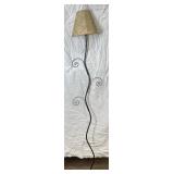 Wavy Metal Floor/Wall Lamp w Beaded Shield Shade