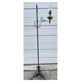Vintage Standing Brass & Iron Lamp, Works