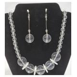 Vintage Acrylic Beaded Necklace & Earrings Set