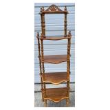 Wooden 5-Tiered Etagere Shelf w Decorative Top