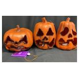 3 NOS Lighted Jack-O-Lantern Pumpkins
