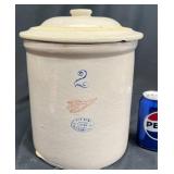 Vintage Red Wing 2-Gallon Stoneware Crock w Lid