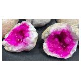 9 Hot Pink Sugar Quartz Split Geodes