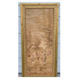 Large Vintage Framed Tapestry w Gold Gilt Frame