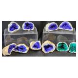 Dyed Quartz Geodes w Purple & Green Druzy