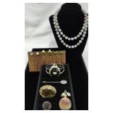 Vintage Jewelry Collection w Jade, Rose Quartz +