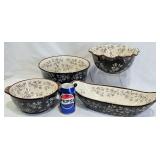 4 Temp-Tations Floral Lace Serving Bowls