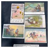 5 Vintage Black Americana Postcards