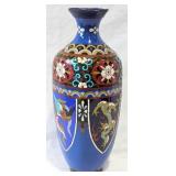 Japanese Cloisonnï¿½ Vase w Floral & Bird Motifs