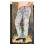 Original Old Blue Jeans Painting by Blue Bond