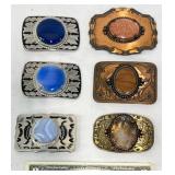 6 Belt Buckles w Agate Stones & Metal Designs