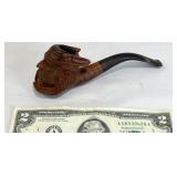 Vintage Hand-Carved Warrior Face Tobacco Pipe
