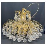 Vintage Leaded Crystal Chandelier Light Fixture
