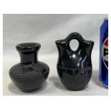 2 Adakai Navajo Blackware Pottery Vases