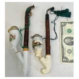 2 Traditional Czech Porcelain Hunting Pipes