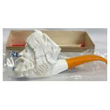 Vintage Hand-Carved Block Meerschaum Bacchus Pipe