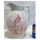 Antique F. Winkle Stoke Water Jug w Wren Design