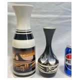 2 Adakai Navajo Pottery Vases, Hand-Painted