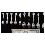 10 Silver Collectible Souvenir Spoons