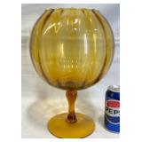 Vintage Amber Empoli Optic Glass Footedï¿½ Bowl
