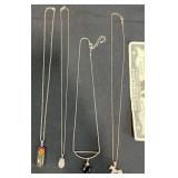 4 Assorted Necklaces - 2 w Sterling Silver