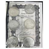 6 New Orleans Morgan Silver Dollar Set w COA