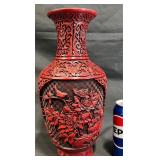 Vintage Chinese Red Cinnabar Carved Vase