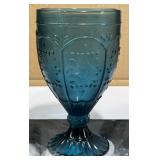 Sealed Case 12 New Fitz Floyd Indigo Blue Goblets