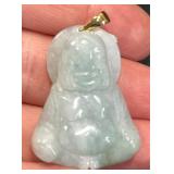 Jadeï¿½Buddhaï¿½Pendant w 14k Gold Bail