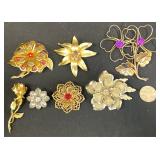 Vintage Gold-Tone Floral Fashion Brooches Pins