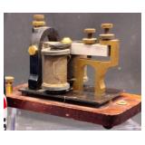 Antique Telegraph Sounder w Wood Base