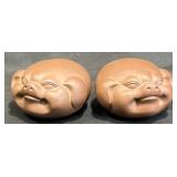 Pair Handmade Purple Clay Zisha Tea Pigs