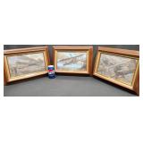 3 Framed Aviation Sterling Silver Silverscenes
