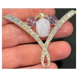 Castlecliff Signed Brooch w Opal & Crystal
