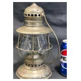 Antique Nickel-Plated Hand Signal Railroad Lantern