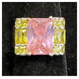 Sterling Silver Ring w Citrine & Tourmalineï¿½Szï¿½9