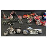 6 Diecast Chopper Motorcycle Models