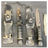 2 Survival Knives w Compass Handles, Sheaths