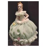 Vntg Irish Dresden Porcelain Lace Lady Figurine