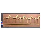 Mid-Century Stylized Brass Horses Wall Plaque