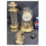 Vintage Decor - Brass Clock, Lantern, Swan