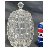 Vintage Duncan & Miller Pressed Glass Biscuit Jar