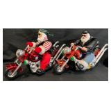 2 Motorcycle Santa Figures w Lights & Detail