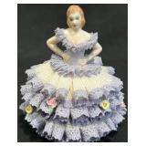 Vntg Irish Dresden Porcelain Lace Lady Figurine