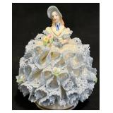 Vntg Irish Dresden Porcelain Lace Lady Figurine