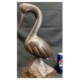 Vintage Wooden Water Bird Sculpture