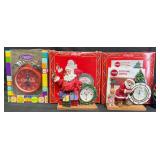 3 Coca-Cola Clocks - Santa, in Boxes