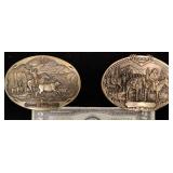 2 Solid Brass Belt Buckles w Western Motifs