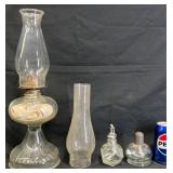 Vntg Glass Hurricane Oil Lamp & Alcohol Lamps